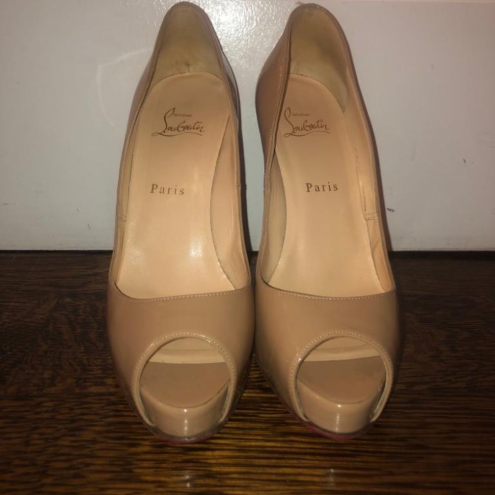 Christian Louboutin Patent Leather Nude Pumps